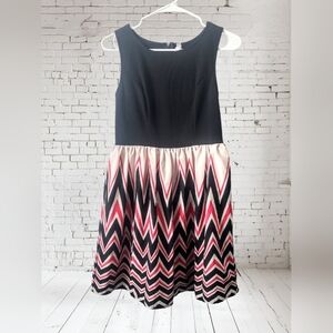 Xhiliration Black and Pink Chevron Dress Size Medium